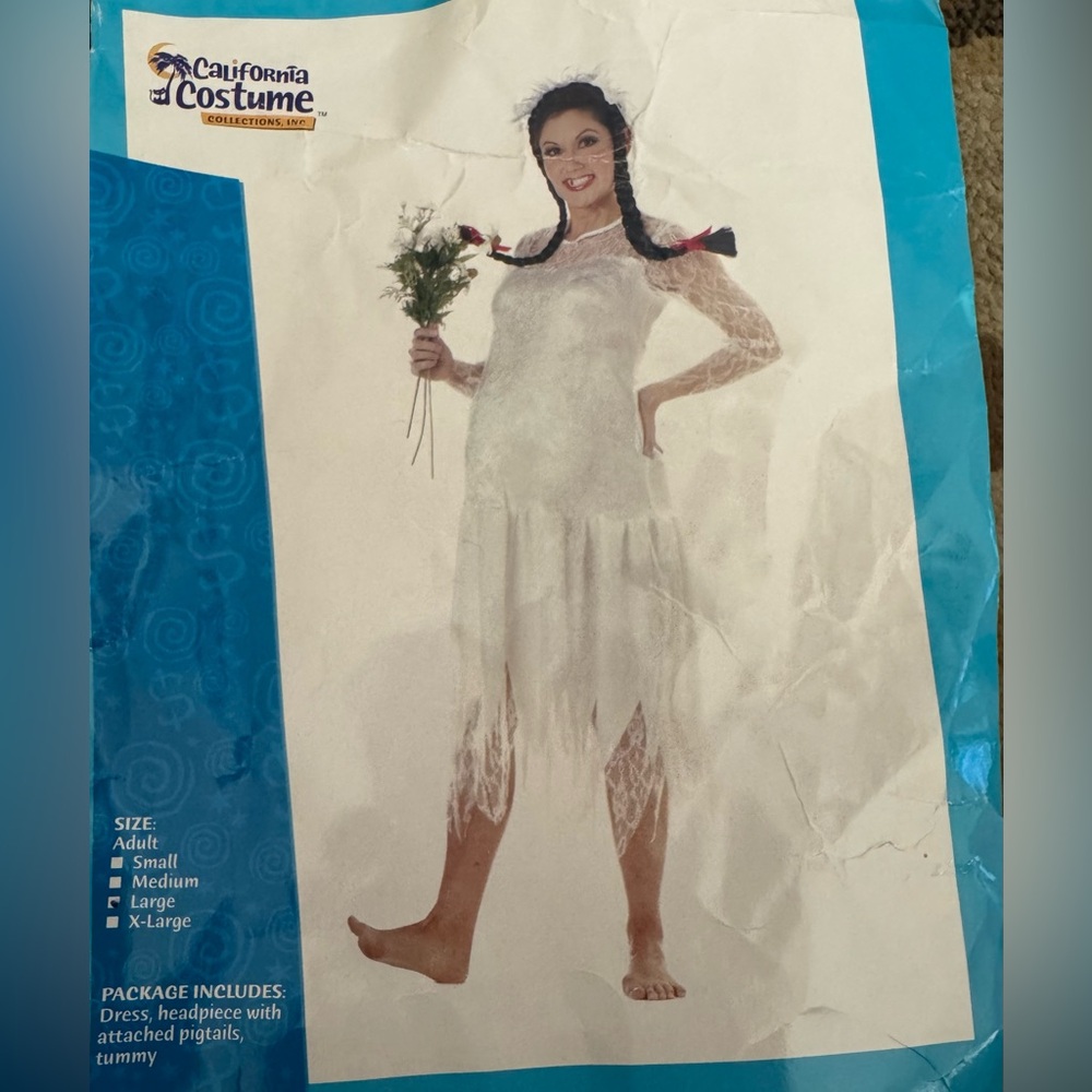 Hillbilly Honeymoon Bride Adult Costume with Dress Pigtails and Tummy